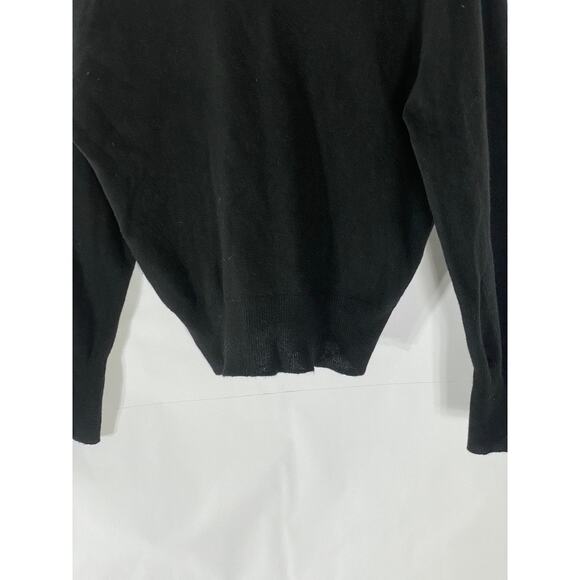 UNBRANDED Women's Black Quarter-Zip Long Sleeve Knit Cropped Sweater SZ S - Picture 5 of 7